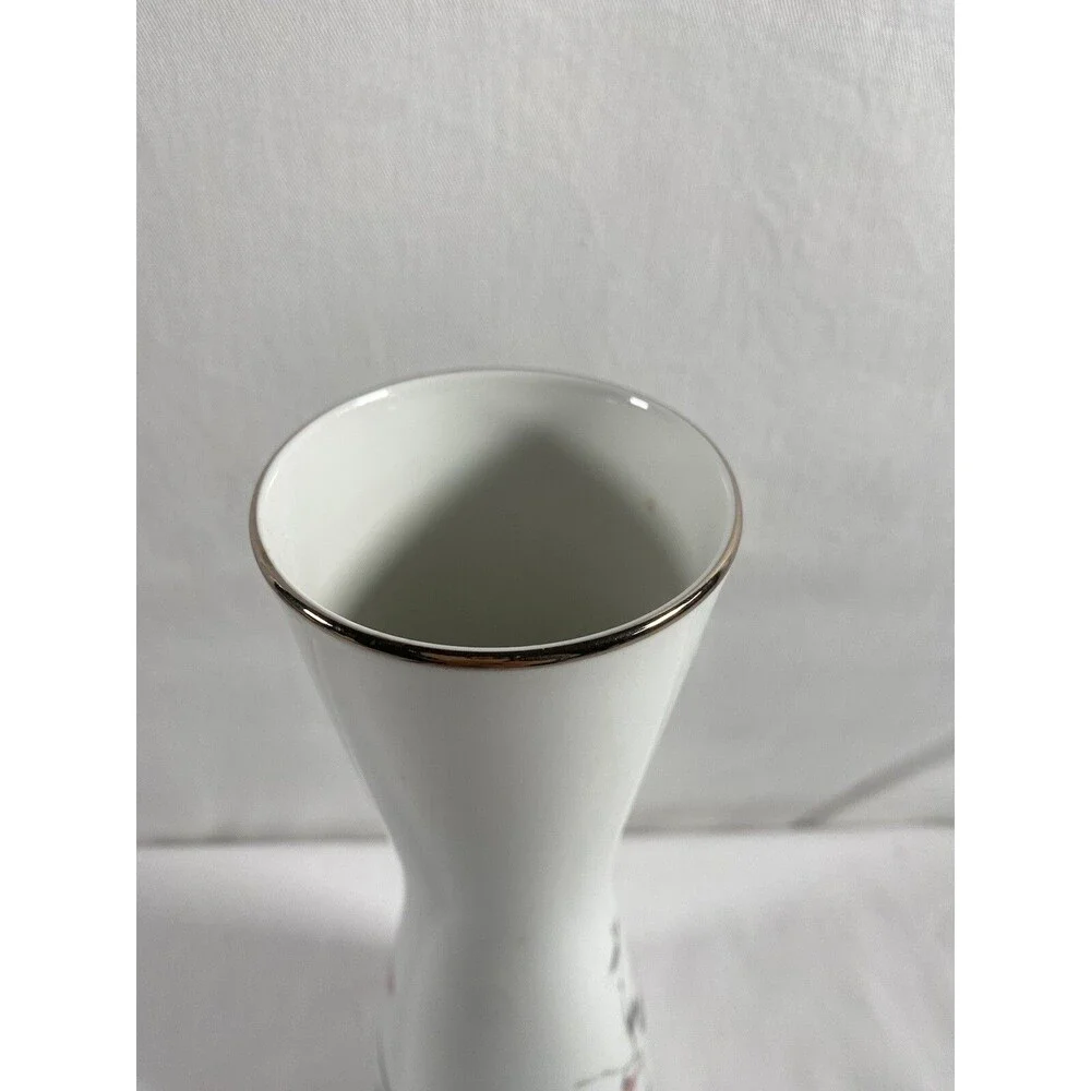 Vintage Rosenthal Pink Floral Porcelain Vase Germany Gold Trim 11.75” Tall #438